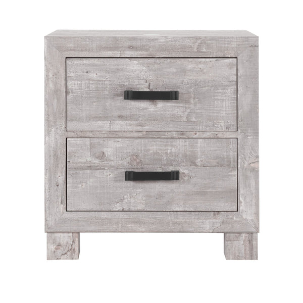 Homeroots 24" Gray Two Drawer Distressed Wood Nightstand   564654