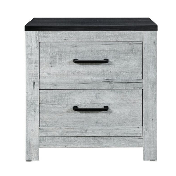 Homeroots 24" Gray And Black Two Drawer Wood Nightstand   564655