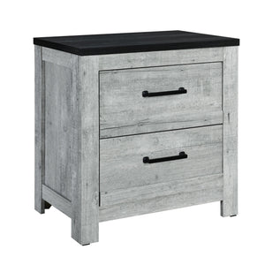 Homeroots 24" Gray And Black Two Drawer Wood Nightstand   564655