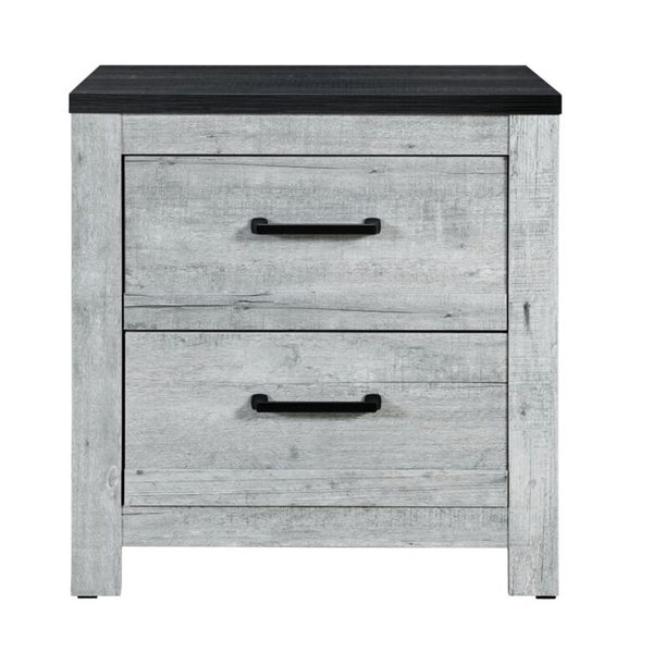 Homeroots 24" Gray And Black Two Drawer Wood Nightstand   564655