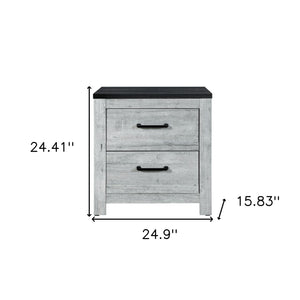 Homeroots 24" Gray And Black Two Drawer Wood Nightstand   564655
