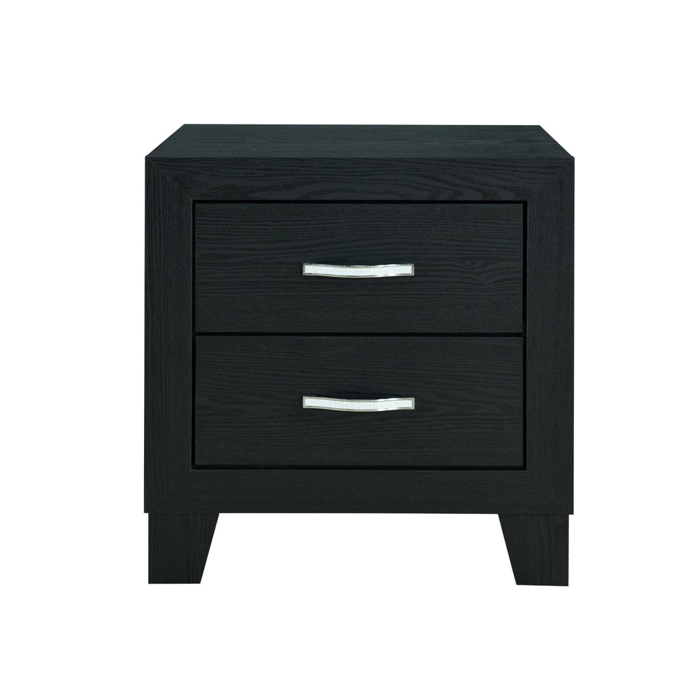 Homeroots 22" Black Two Drawer Wood Nightstand   564656