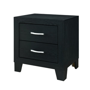 Homeroots 22" Black Two Drawer Wood Nightstand   564656