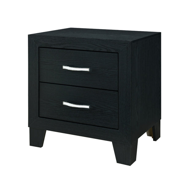 Homeroots 22" Black Two Drawer Wood Nightstand   564656