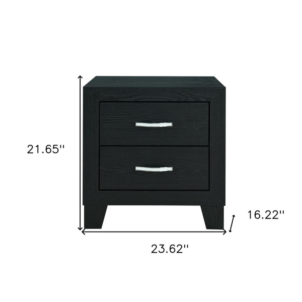Homeroots 22" Black Two Drawer Wood Nightstand   564656