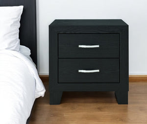Homeroots 22" Black Two Drawer Wood Nightstand   564656