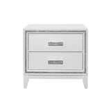 Homeroots 26" White Two Drawer Faux Crystal Bling Wood Nightstand   564658