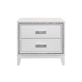 Homeroots 26" White Two Drawer Faux Crystal Bling Wood Nightstand   564658