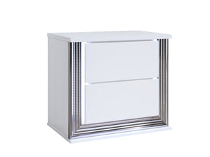 Homeroots 25" White Two Drawer Wood Lighted Nightstand   564662