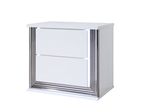 Homeroots 25" White Two Drawer Wood Lighted Nightstand   564662