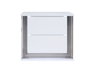 Homeroots 25" White Two Drawer Wood Lighted Nightstand   564662