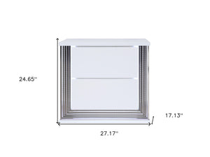 Homeroots 25" White Two Drawer Wood Lighted Nightstand   564662