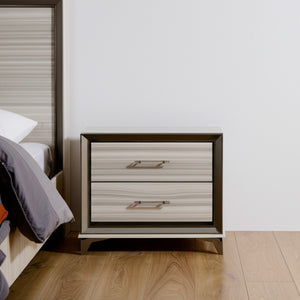 HomeRoots 25" Silver and White Lighted Nightstand with Two Drawers – Modern Luxury for Your Bedroom Decor! 564664