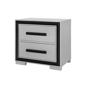 Homeroots 25" Gray And Black Two Drawer Wood Nightstand   564665