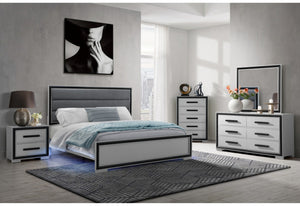 HomeRoots 60" Modern Gray and Black Double Dresser - Stylish Six Drawer Storage for Your Bedroom Essentials 564667