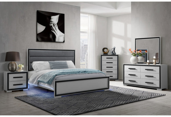 HomeRoots 60" Modern Gray and Black Double Dresser - Stylish Six Drawer Storage for Your Bedroom Essentials 564667