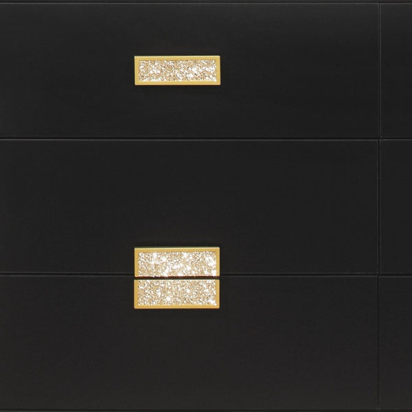 HomeRoots 62" Black and Gold Faux Crystal Bling Dresser - Glamorous Six Drawer Storage for Your Bedroom Decor 564668