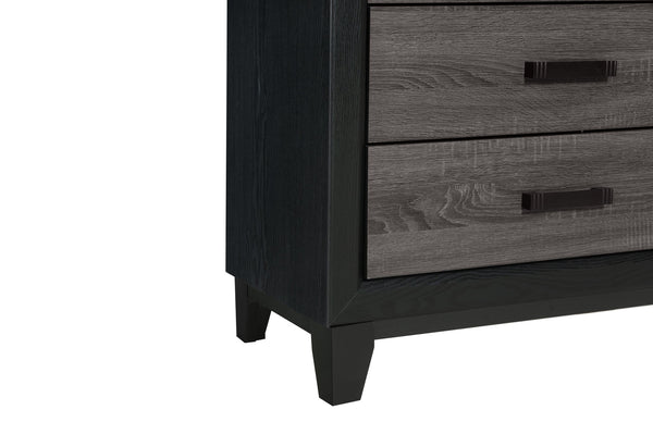 Homeroots 58" Stylish Black And Gray Wood Double Dresser With Six Spacious Drawers For Modern Storage Solutions  Solid And Manufactured Wood 564674