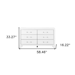 HomeRoots 58" White Wood Six Drawer Double Dresser – Stylish Storage Solution for Organized Bedrooms & Decor 564675