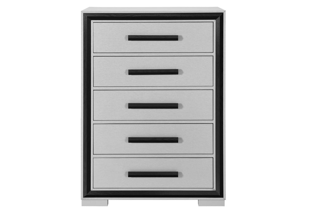 HomeRoots 48" Gray and Black Modern Five Drawer Dresser - Stylish Storage Solution for Compact Spaces & Decor 564686