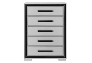 HomeRoots 48" Gray and Black Modern Five Drawer Dresser - Stylish Storage Solution for Compact Spaces & Decor 564686