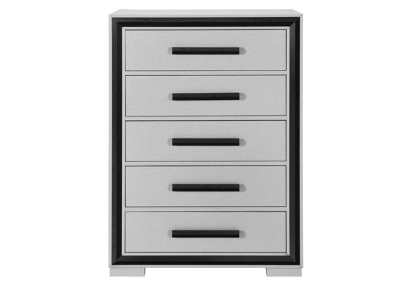 HomeRoots 48" Gray and Black Modern Five Drawer Dresser - Stylish Storage Solution for Compact Spaces & Decor 564686