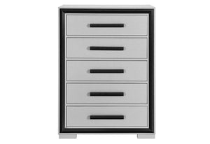 HomeRoots 48" Gray and Black Modern Five Drawer Dresser - Stylish Storage Solution for Compact Spaces & Decor 564686
