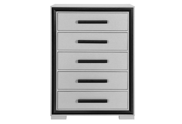 HomeRoots 48" Gray and Black Modern Five Drawer Dresser - Stylish Storage Solution for Compact Spaces & Decor 564686