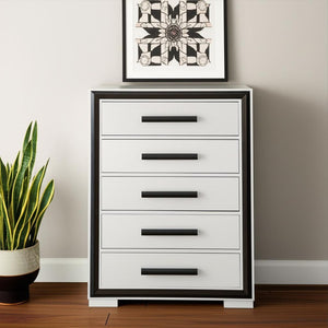 HomeRoots 48" Gray and Black Modern Five Drawer Dresser - Stylish Storage Solution for Compact Spaces & Decor 564686