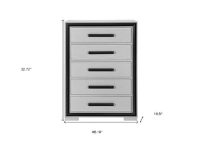 HomeRoots 48" Gray and Black Modern Five Drawer Dresser - Stylish Storage Solution for Compact Spaces & Decor 564686