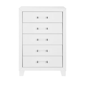HomeRoots 49" Modern White Wood Five-Drawer Dresser - Stylish Storage Solution for Bedroom Organization & Decor 564694