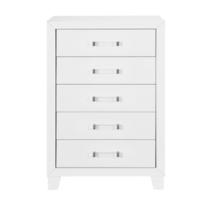 HomeRoots 49" Modern White Wood Five-Drawer Dresser - Stylish Storage Solution for Bedroom Organization & Decor 564694