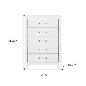 HomeRoots 49" Modern White Wood Five-Drawer Dresser - Stylish Storage Solution for Bedroom Organization & Decor 564694
