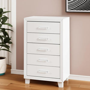 HomeRoots 49" Modern White Wood Five-Drawer Dresser - Stylish Storage Solution for Bedroom Organization & Decor 564694