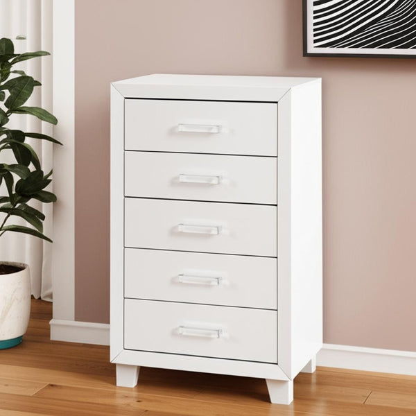 HomeRoots 49" Modern White Wood Five-Drawer Dresser - Stylish Storage Solution for Bedroom Organization & Decor 564694