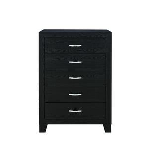 HomeRoots 49" Black Wood Five Drawer Dresser - Modern Solid Wood Storage Solution with Sleek Design & Style 564698