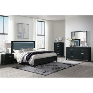 HomeRoots 49" Black Wood Five Drawer Dresser - Modern Solid Wood Storage Solution with Sleek Design & Style 564698