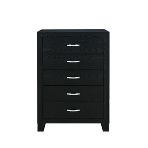 HomeRoots 49" Black Wood Five Drawer Dresser - Modern Solid Wood Storage Solution with Sleek Design & Style 564698