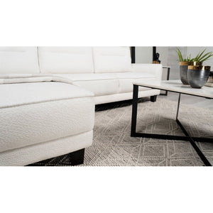English Elm Granholm Teddy Bear Fabric Sectional Sofa with Curved Arms and Tapered Wood Legs B062S01454