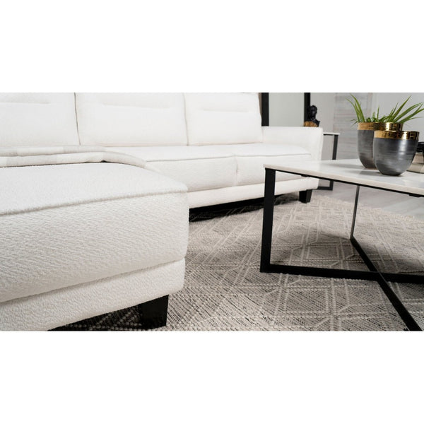 English Elm Granholm Teddy Bear Fabric Sectional Sofa with Curved Arms and Tapered Wood Legs B062S01454