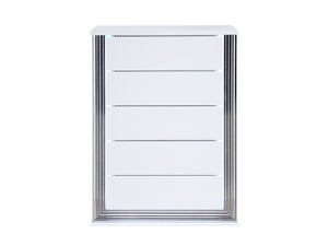 HomeRoots 49" White Wood Lighted Five Drawer Dresser - Modern Design, Integrated LED & Spacious Storage Solution 564702