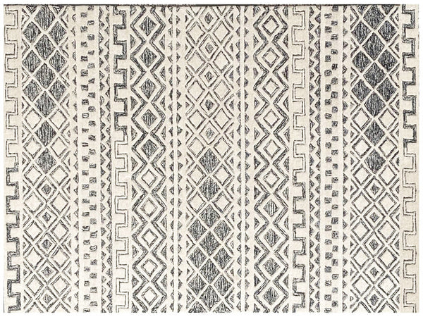 Homeroots 5' X 8' Black And Ivory Wool Abstract Geometric Hand Tufted Non Skid Area Rug  Wool 564707