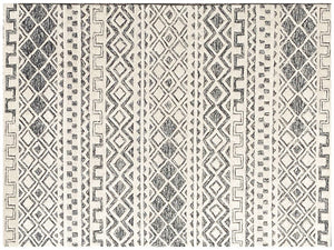 Homeroots 5' X 8' Black And Ivory Wool Abstract Geometric Hand Tufted Non Skid Area Rug  Wool 564707