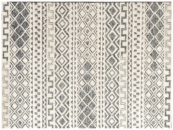 Homeroots 5' X 8' Black And Ivory Wool Abstract Geometric Hand Tufted Non Skid Area Rug  Wool 564707