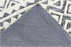 Homeroots 5' X 8' Black And Ivory Wool Abstract Geometric Hand Tufted Non Skid Area Rug  Wool 564707