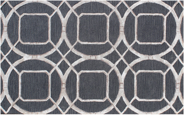 Homeroots 5' X 8' Charcoal And Ivory Abstract Geometric Hand Tufted Area Rug  Wool Blend 564708
