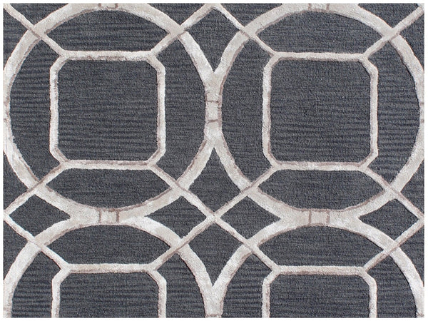 Homeroots 5' X 8' Charcoal And Ivory Abstract Geometric Hand Tufted Area Rug  Wool Blend 564708