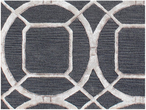Homeroots 5' X 8' Charcoal And Ivory Abstract Geometric Hand Tufted Area Rug  Wool Blend 564708