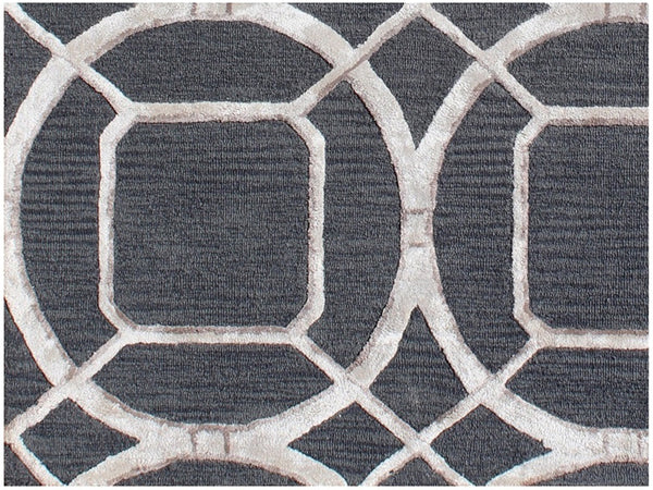 Homeroots 5' X 8' Charcoal And Ivory Abstract Geometric Hand Tufted Area Rug  Wool Blend 564708