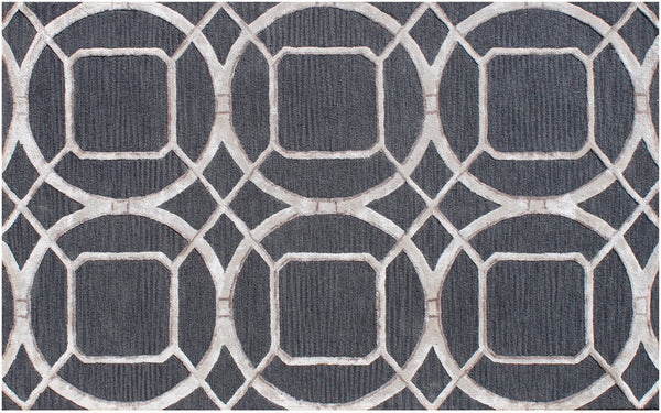 Homeroots 5' X 8' Charcoal And Ivory Abstract Geometric Hand Tufted Area Rug  Wool Blend 564708